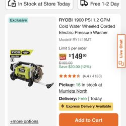 Ryobi Pressure Washer. 