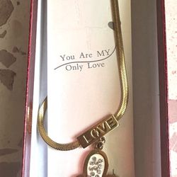 Stainless steel, gold, love, necklace, butterfly