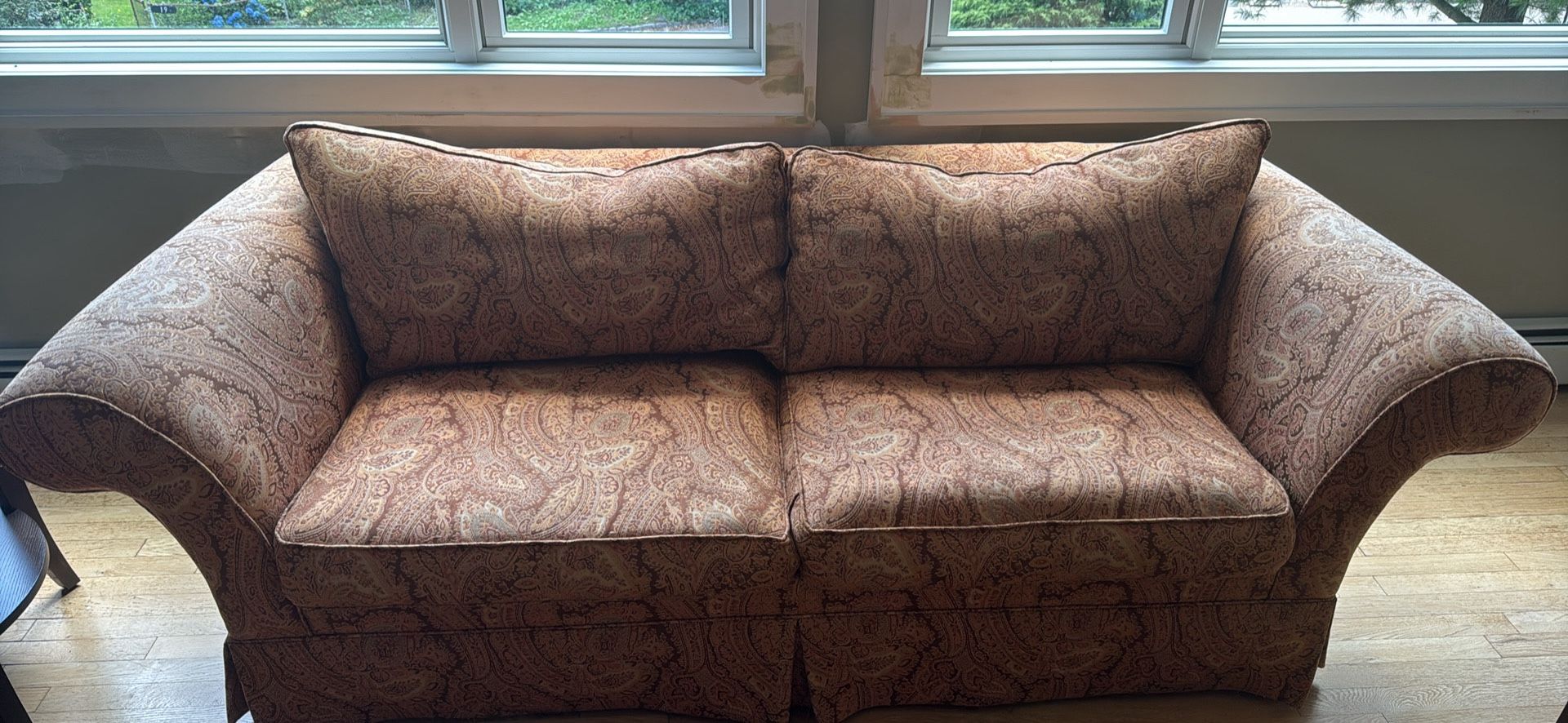Ethan Allen Orange Print Sofa