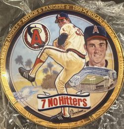 NOLAN RYAN 23 K GOLD BORDERED PLATE 1993 "7 No Hitters" Limited Edition. Certified & Numbered. Angels Special Edition