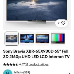 Sony Bravia XBR-65X930D 65" Full 3D 2160p UHD LED LCD Internet TV