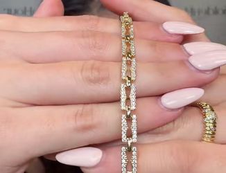 Gold Diamond Link Tennis Bracelet
