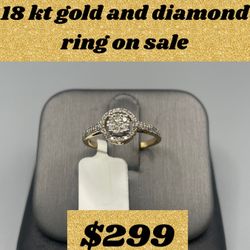 18 Kt Gold And Diamond Ring On Sale