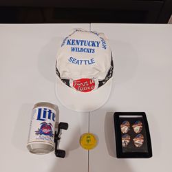 Beer and sports collectibles.