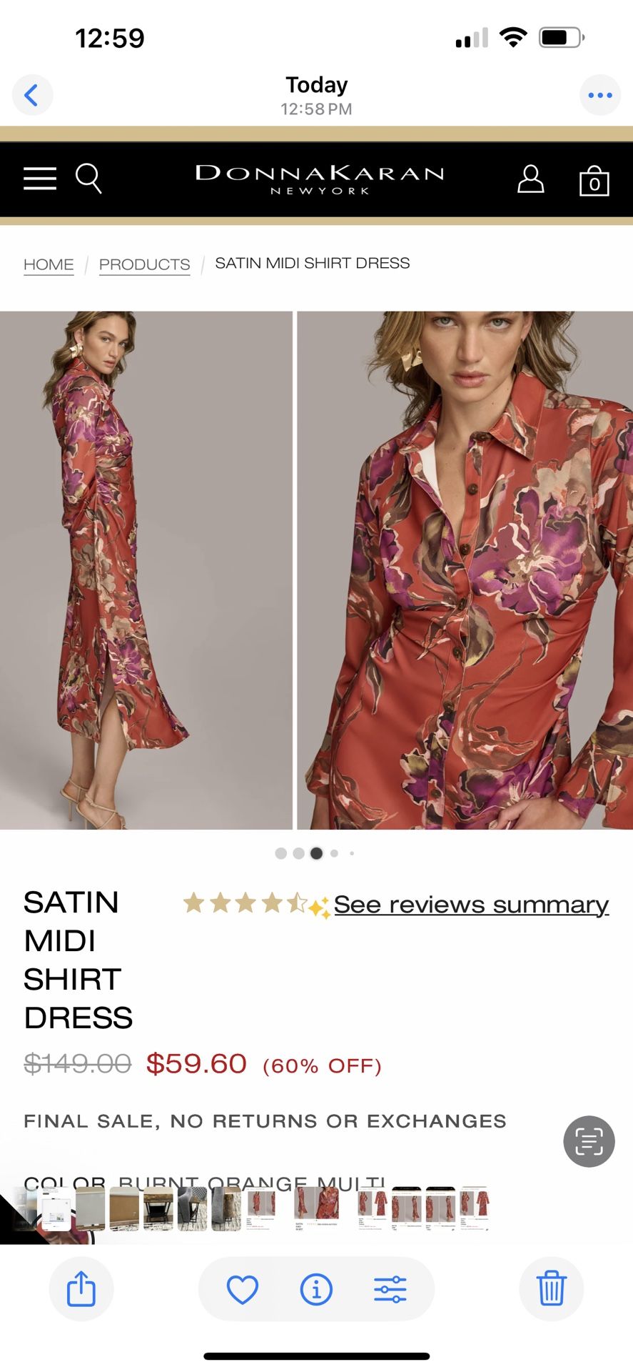 Donna Karan Satin Dress New