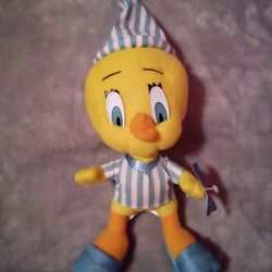 Looney Tunes Tweety Bird in Pajamas Stuffed Plush Animal 12” Tall 1997 w/ Tags!!