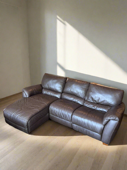 Natuzzi Brand Brown Leather Sectional Sofa