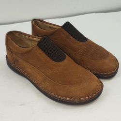 Born Womens 8.5 M Slip On Brown Leather Slip on Loafers Casual Flats Shoes