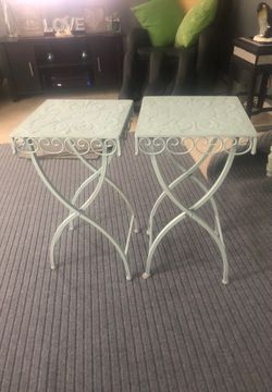 Sky blue vintage side tables