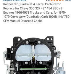 Quadra jet carburetor just rebuilt $125 Chevy Quadra jet carburetor just rebuilt $125