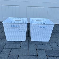 FREE Set of 2 White Storage Bins 13x12.5x11