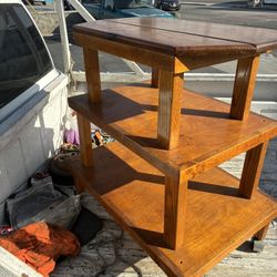 Nice Solid Wood Table With Wheels 