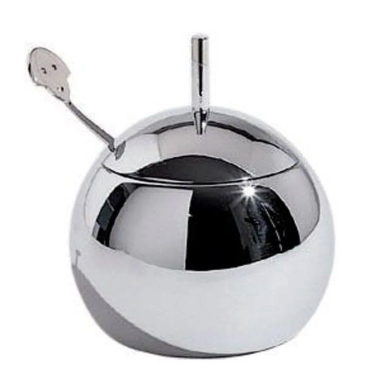 NEW!! Alessi Anna sugar bowl with spoon 18/10 Polished Stainless Steel.

