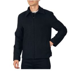 Alpine Swiss Grant men's 28" open bottom wool blend JD bomber jacket in black, size small. 