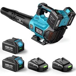 SEESII 40V Leaf Blower Cordless, 600CFM 160MPH Brushless Motor Leaf Blower with 2 * 5200mAh Batteries and Charger