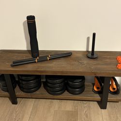 Adjustable Dumbells with Wooden Shelf
