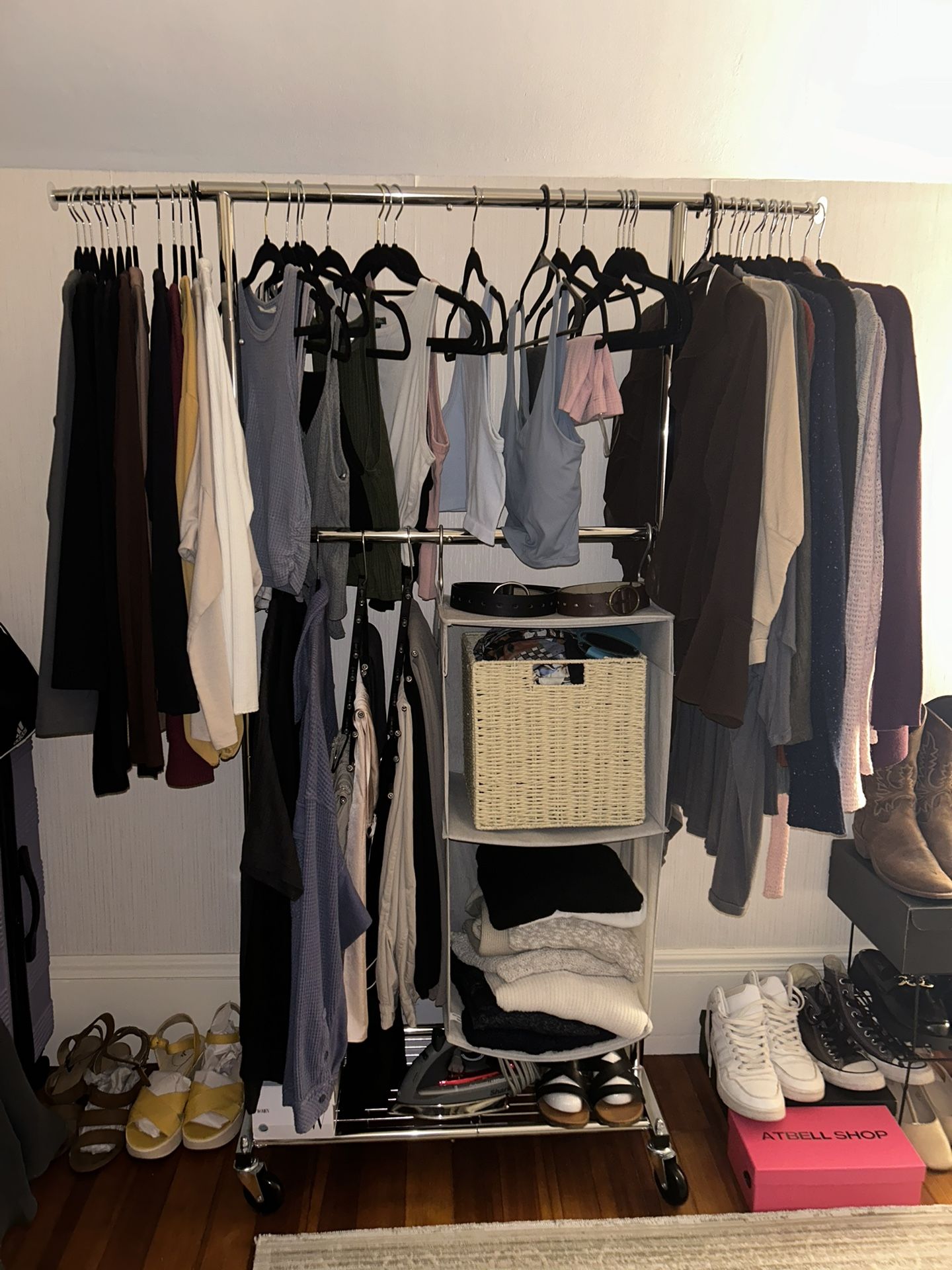 Clothing Rack with Wheels & Bottom Shelf