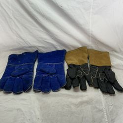 two Leather Welding Gloves. 212 Performance.. And Royal Blue.