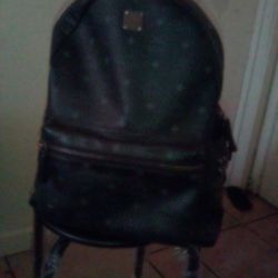 All Black Mcm Man Back Pack With Black Studs 