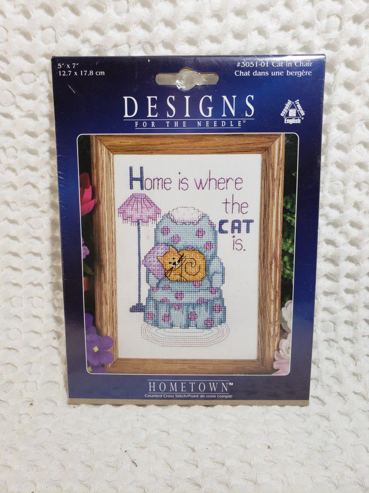 New Designs for the Needle Cat in chair counted cross stitch #3051-01 . Finished size 5" X 7" .  Smoke free home. 
