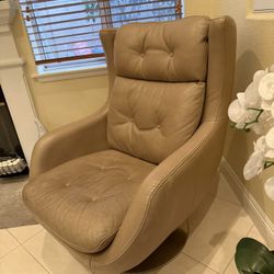 Leather single couch , Leather Barrel Chair with Swivel Base ( Egg Chair)