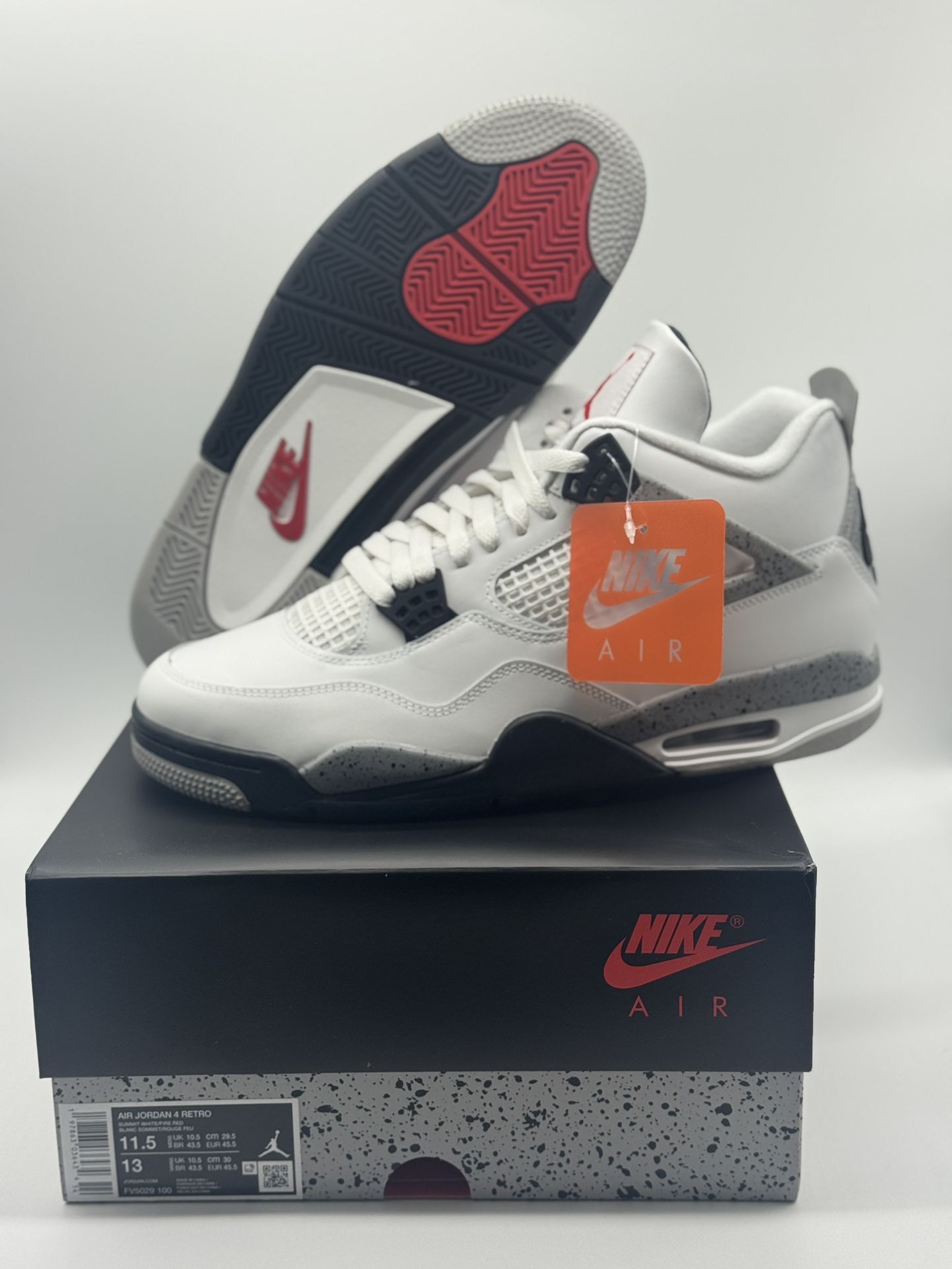 Nike Air Jordan 4 Retro OG 2025 "White Cement" FV5029-100 Men’s Size 11.5