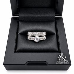 925 Sterling Silver 2.00CTW Wedding Band Set Size 6