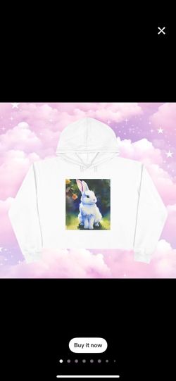 White rabbit Crop Hoodie 🐇