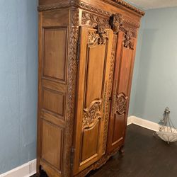 All Wood Armoire.    82 INCHES H. / 48 INCHES W.