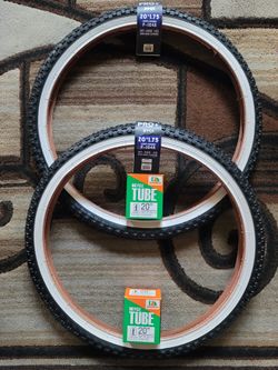 NEW Bicycle Bmx Bike Tires 20" White Wall Knobby Pattern 