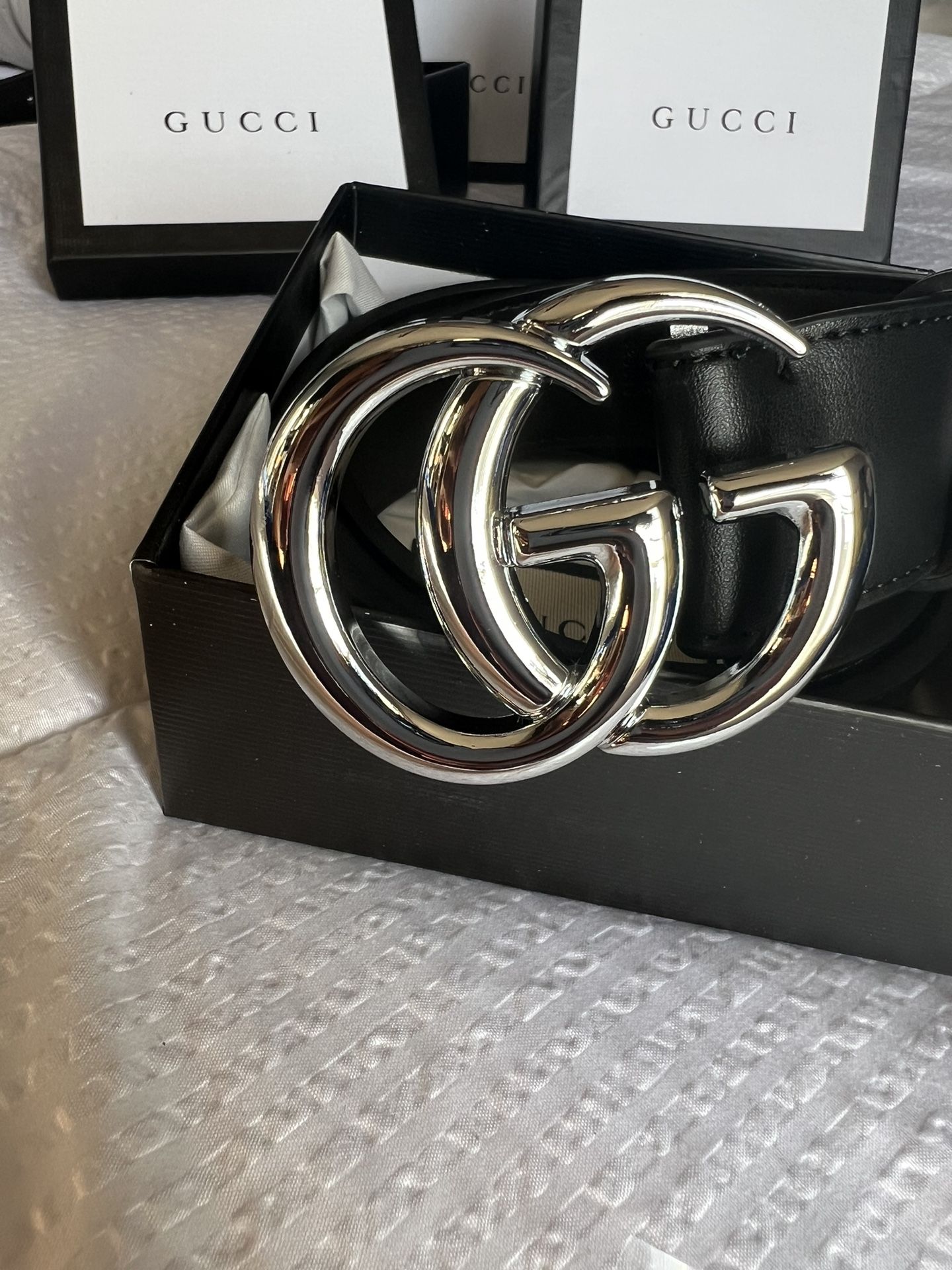 GG Sliver Buckle Leather Belt 