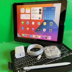 Apple IPad 9th Generation (10.2” Retina /Touch ID /IOS 17/ 2021 Model) 64GB with Pen, Keyboard  & Accessories 