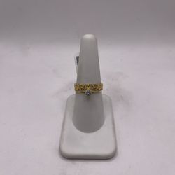 18kt Gold Engagement Style Ring w/ Heart Style Band