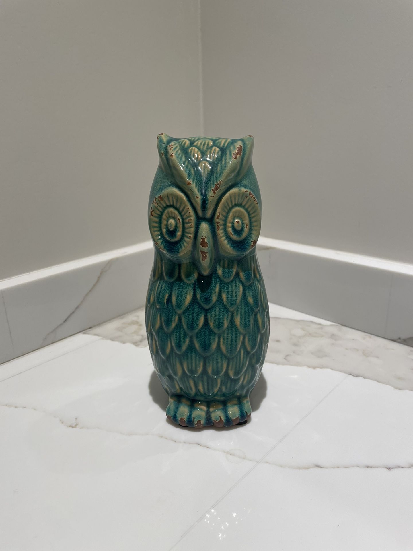 Ceramic Teal Owl