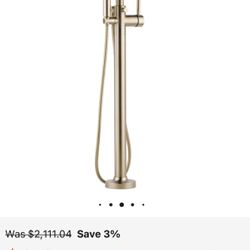 Brizo Odin Floor Mountain Tub Filler With Integrated Diverted And Hand Shower - Less Rough In