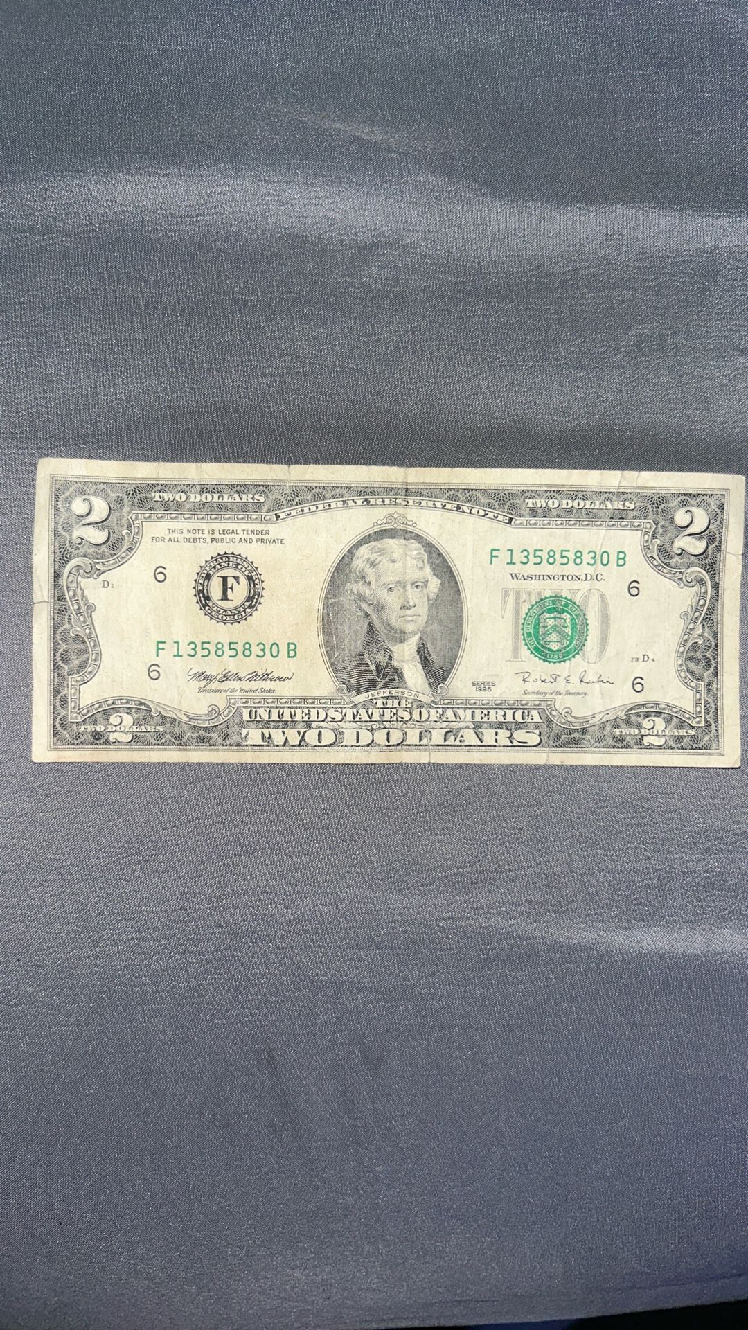 2$ Bill Series Of 1995