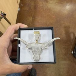 Custom Longhorn Pendant With Diamonds 