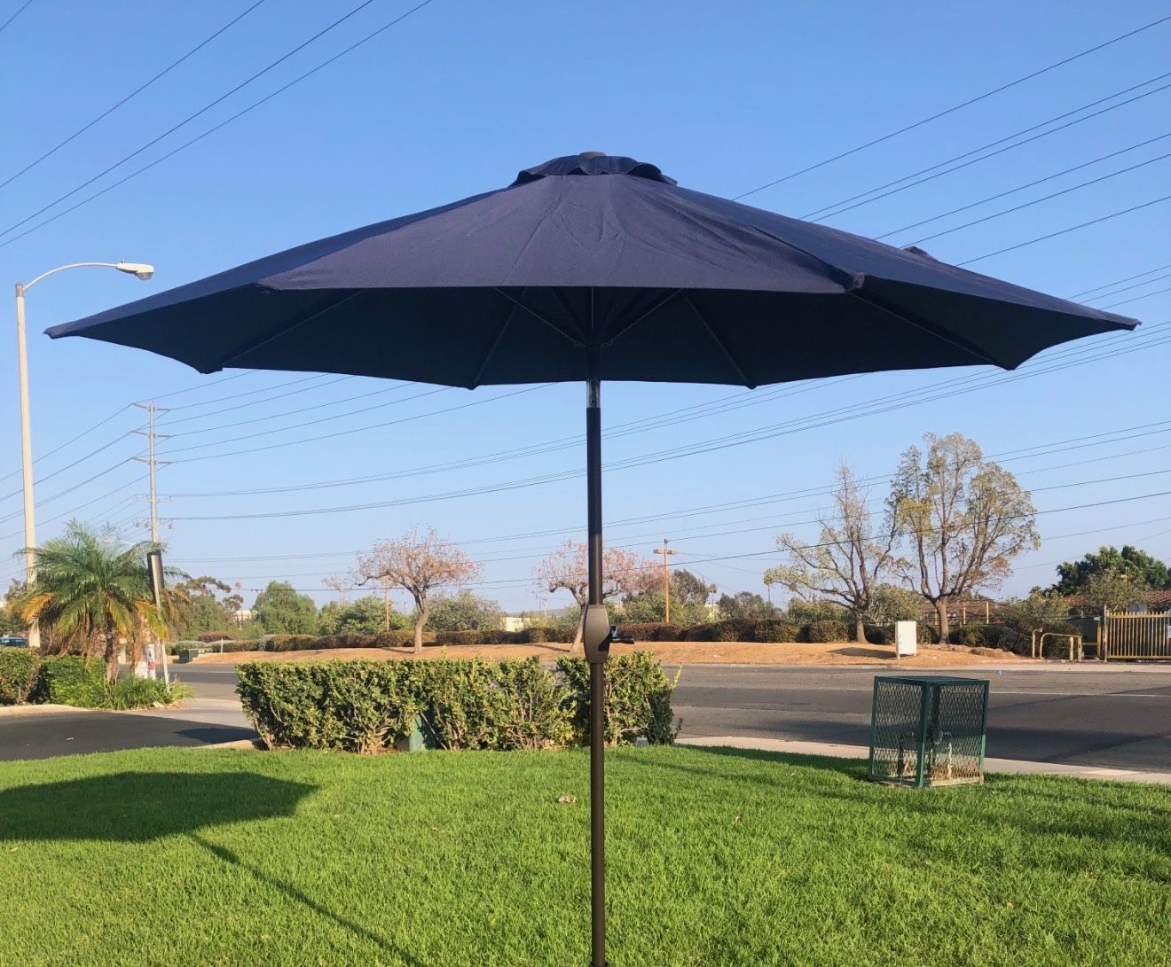 Navy Blue Outdoor Patio Umbrella 9ft No Base