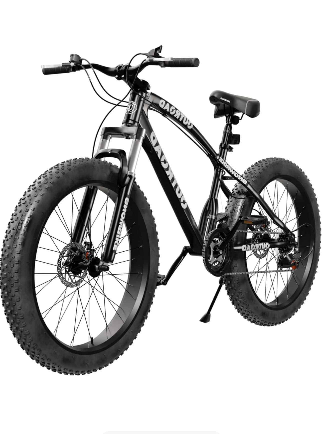 Outroad Fat Tire Mountain Bike with 26 inch Wheels, 21 Speed with High Carbon Steel Frame