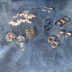 Assortment Of Ear Cuffs, Pierced Rings And A Pair Of Ear Climbers