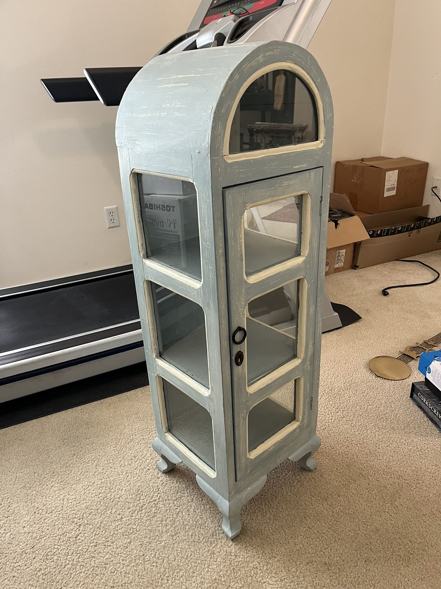 Rustic Blue & Cream Curio Cabinet