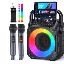 Two Mic 🎤 Bluetooth karaoke machine led lights 