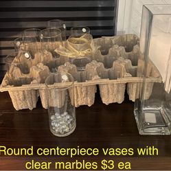 Round Centerpiece VASES W/ Clear Marbles Inside wedding decor