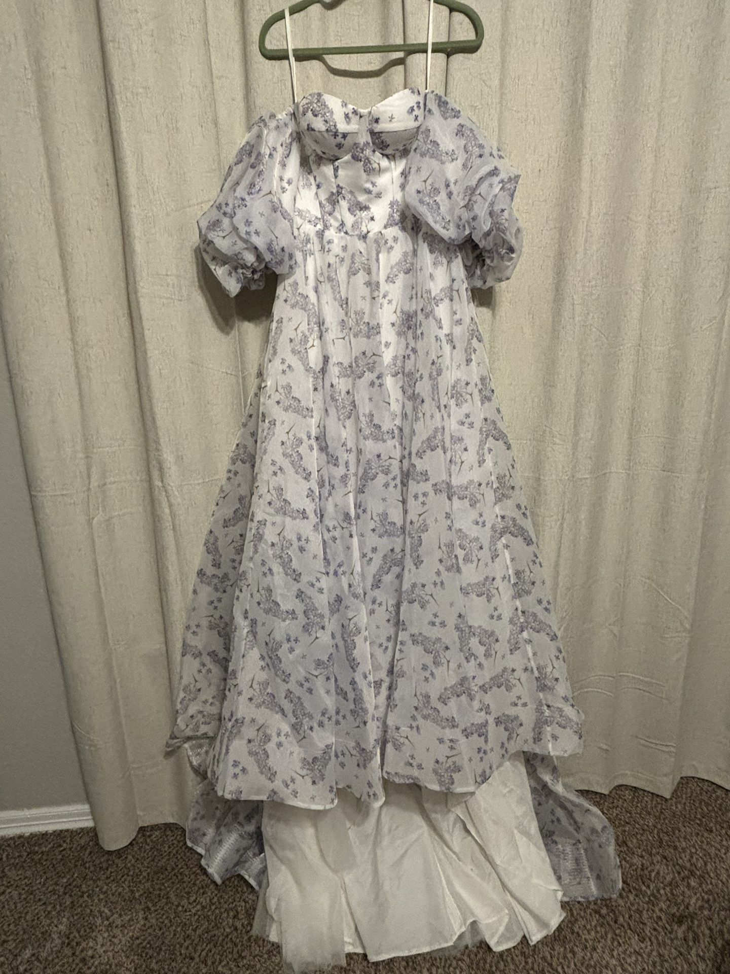 Lavender Print Floral Wedding Dress