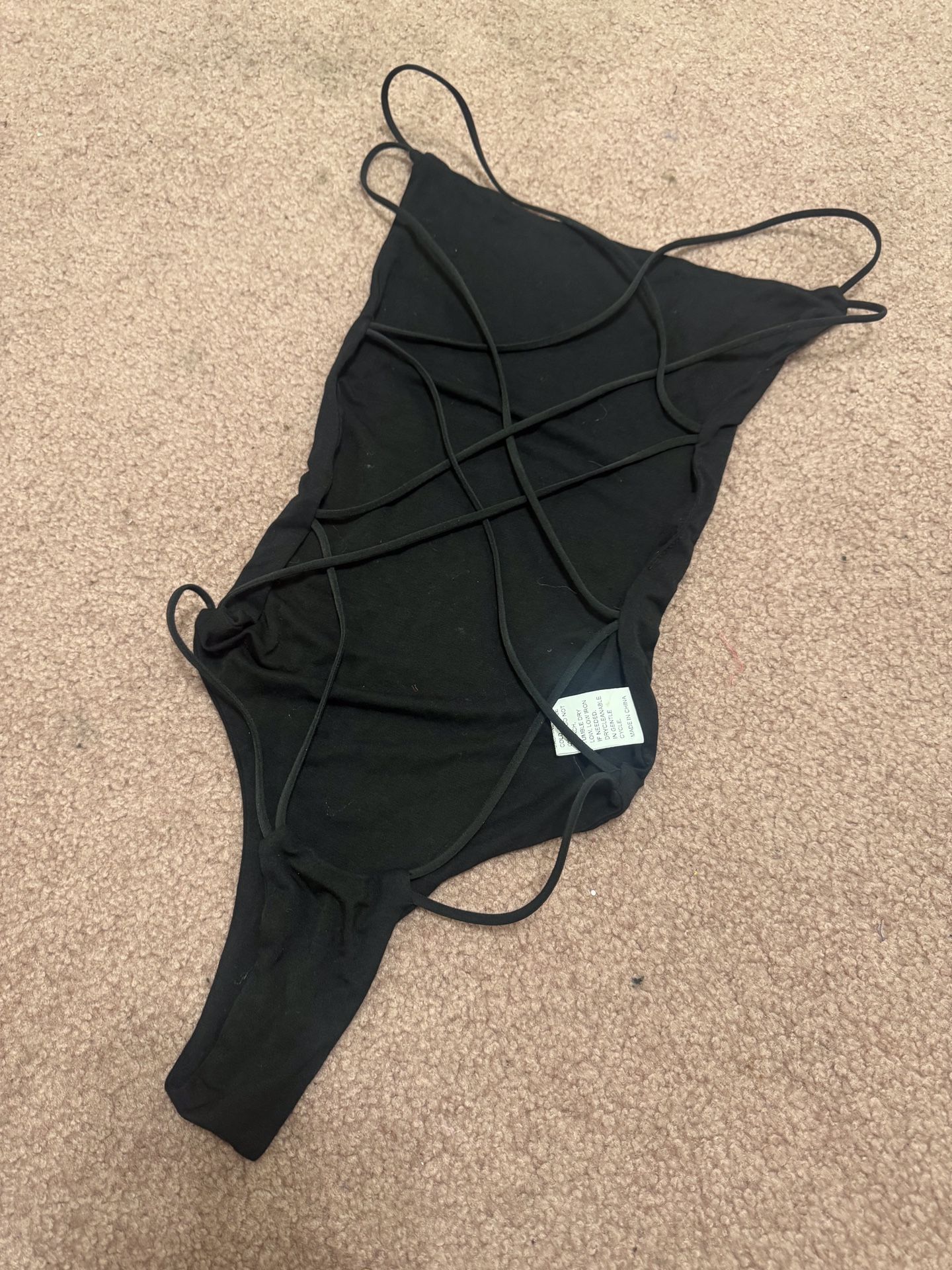 New Medium Black Festival Bodysuit Top Lingerie 