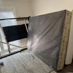 Queen Mattress, Wood Box Spring & Bed Frame