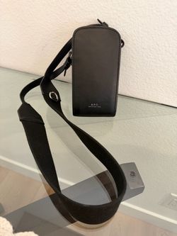 A.P.C. James Black Lamb Leather Crossbody Phone Pouch Bag