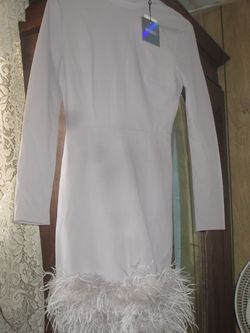 New Gorgeous Grey Dress with Feathers