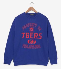 NBA Philadelphia 76ers Sweatshirt Crewneck Logo on Front UNISEX LG & 2XL