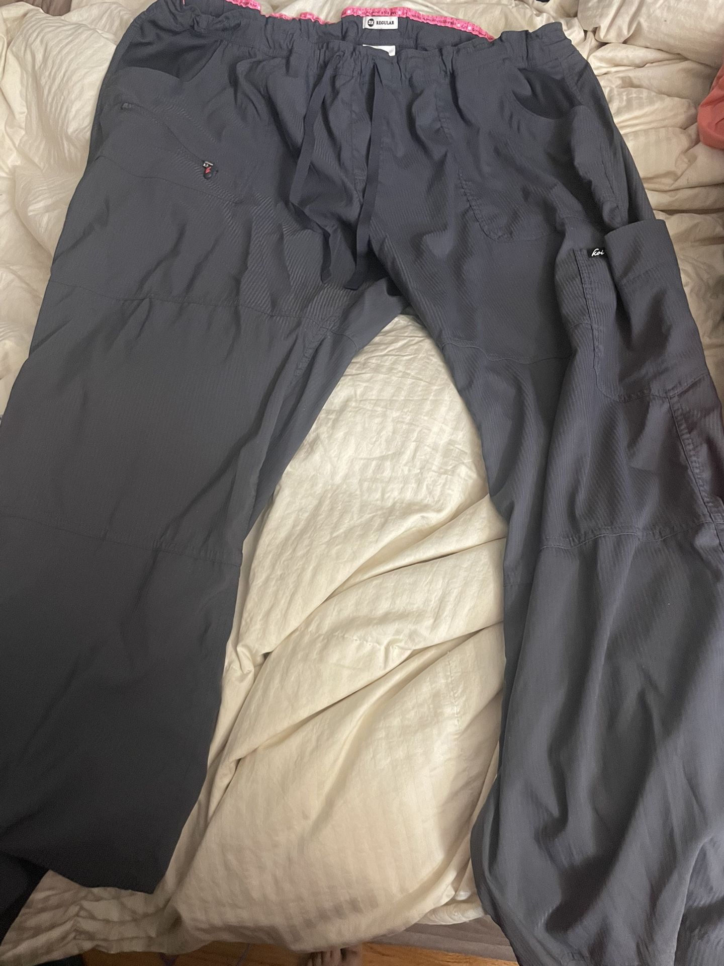 Grey 3XL Cargo Scrub Pants